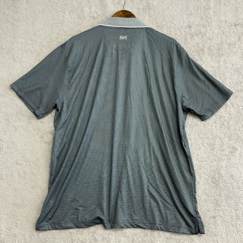 NWOT Hickey Freeman Men's XL Golf Polo Shirt Gray Diamond Pattern Polyester - Picture 3 of 7